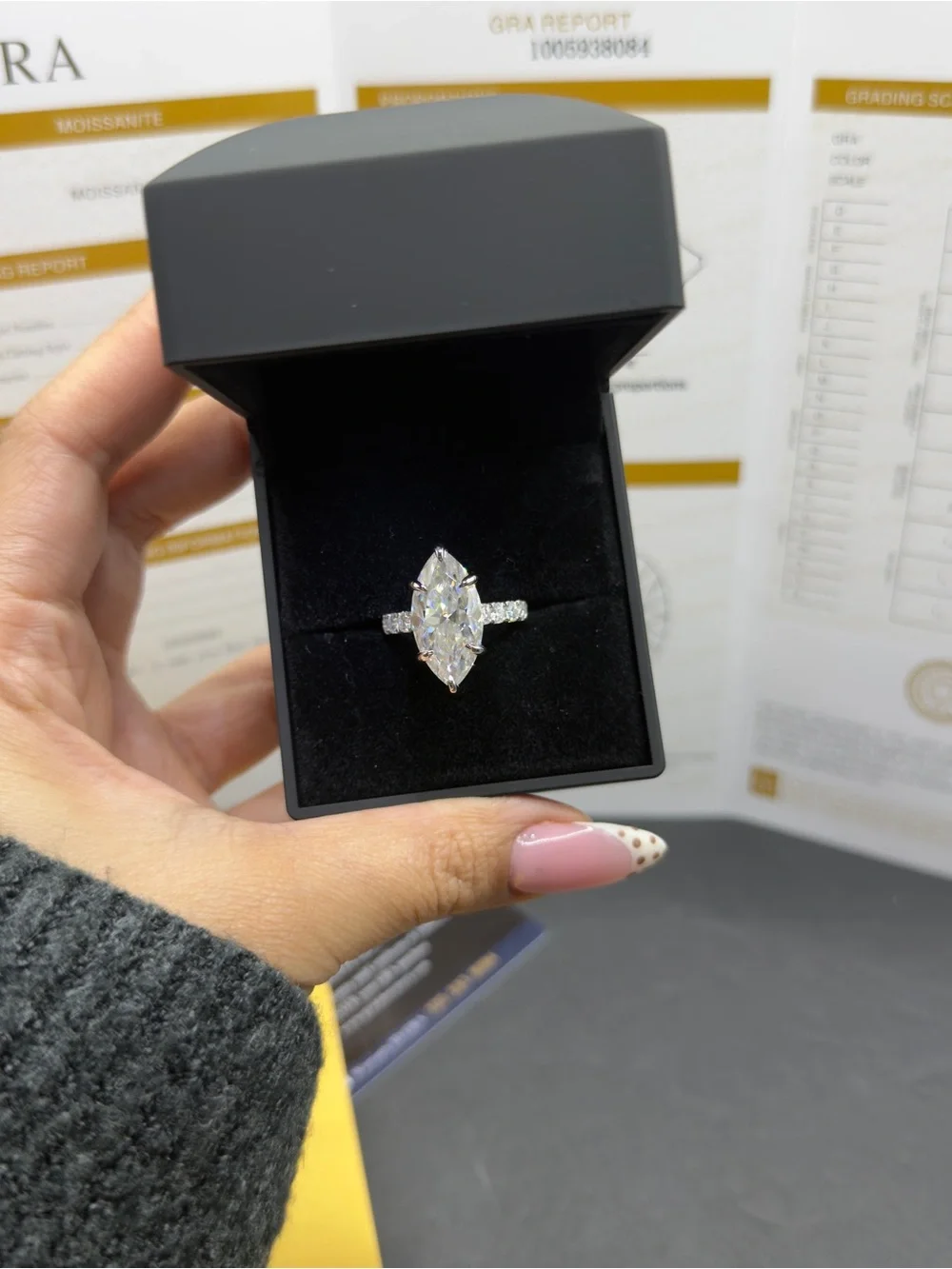10ct marquise cut big vvs1 Moissanite engagement ring sz 7